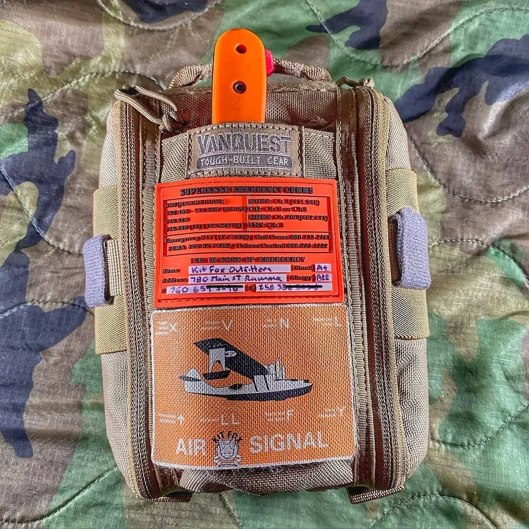 Storage Pocket Patch:  Emergency Comms with Radio Frequency/Channel and Telephone Contact Numbers, ICE Card