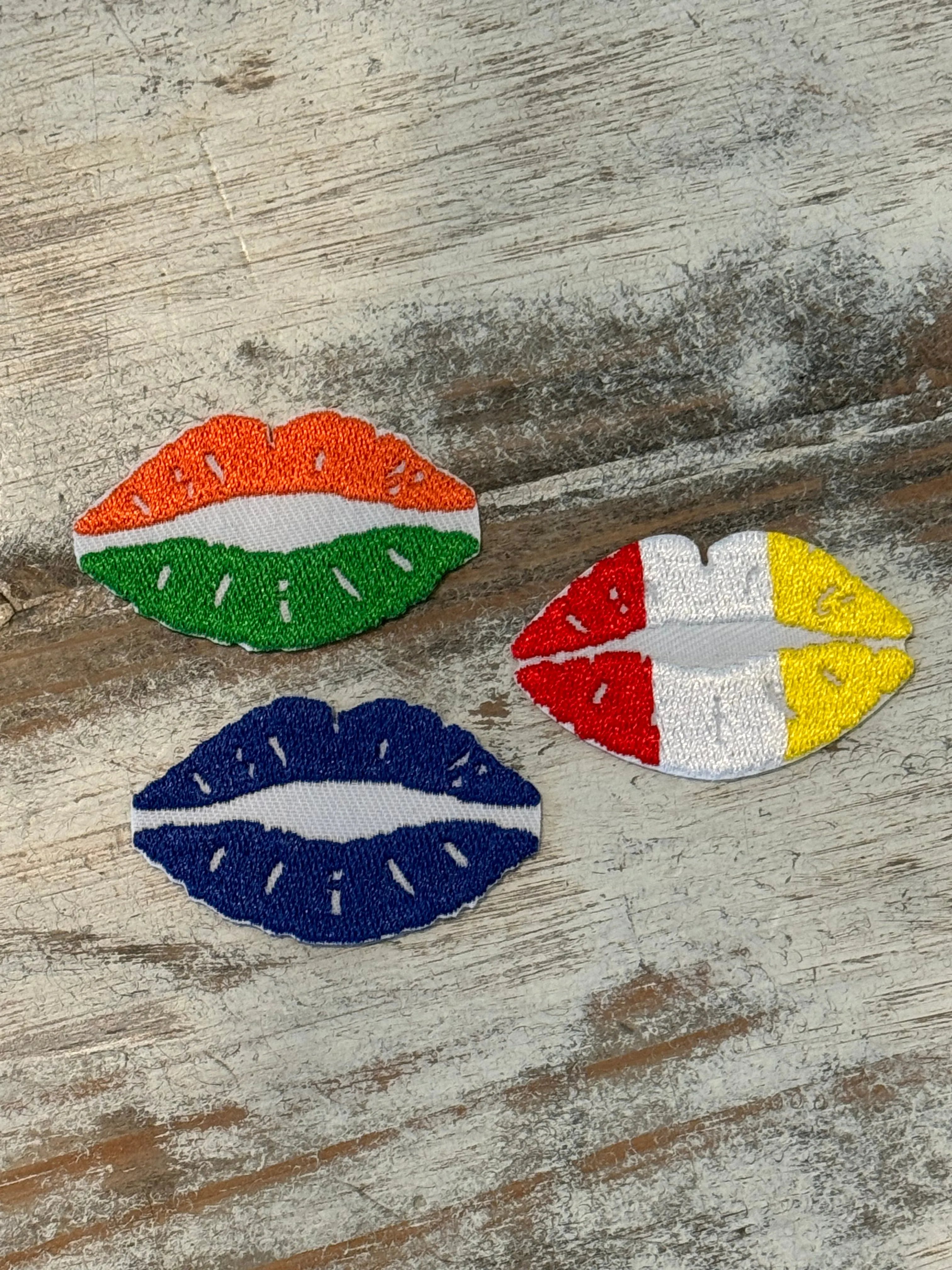 Team Color Game Day Lip Iron On Patches