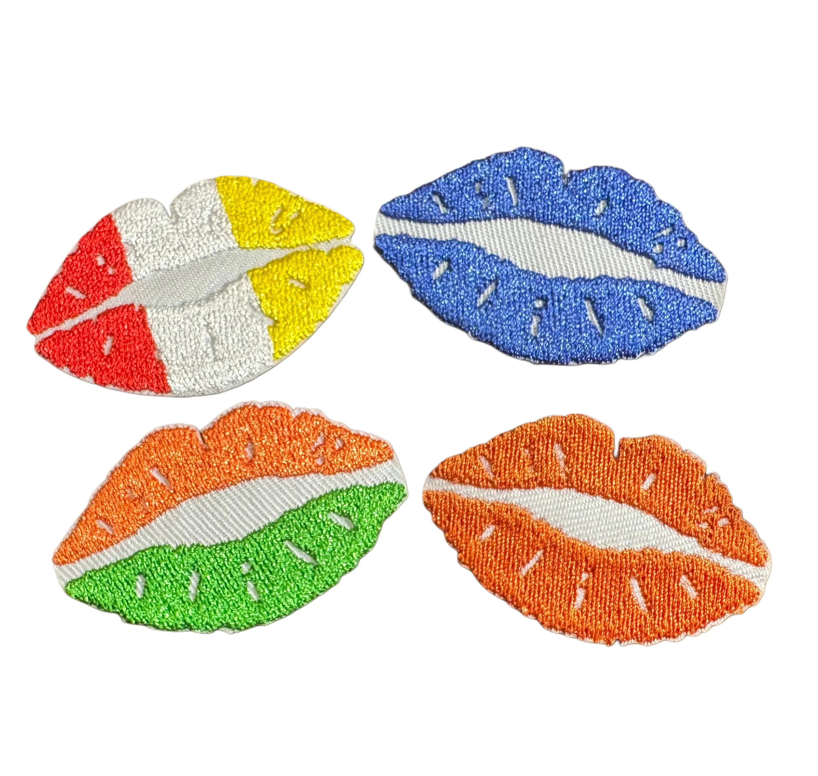 Team Color Game Day Lip Iron On Patches