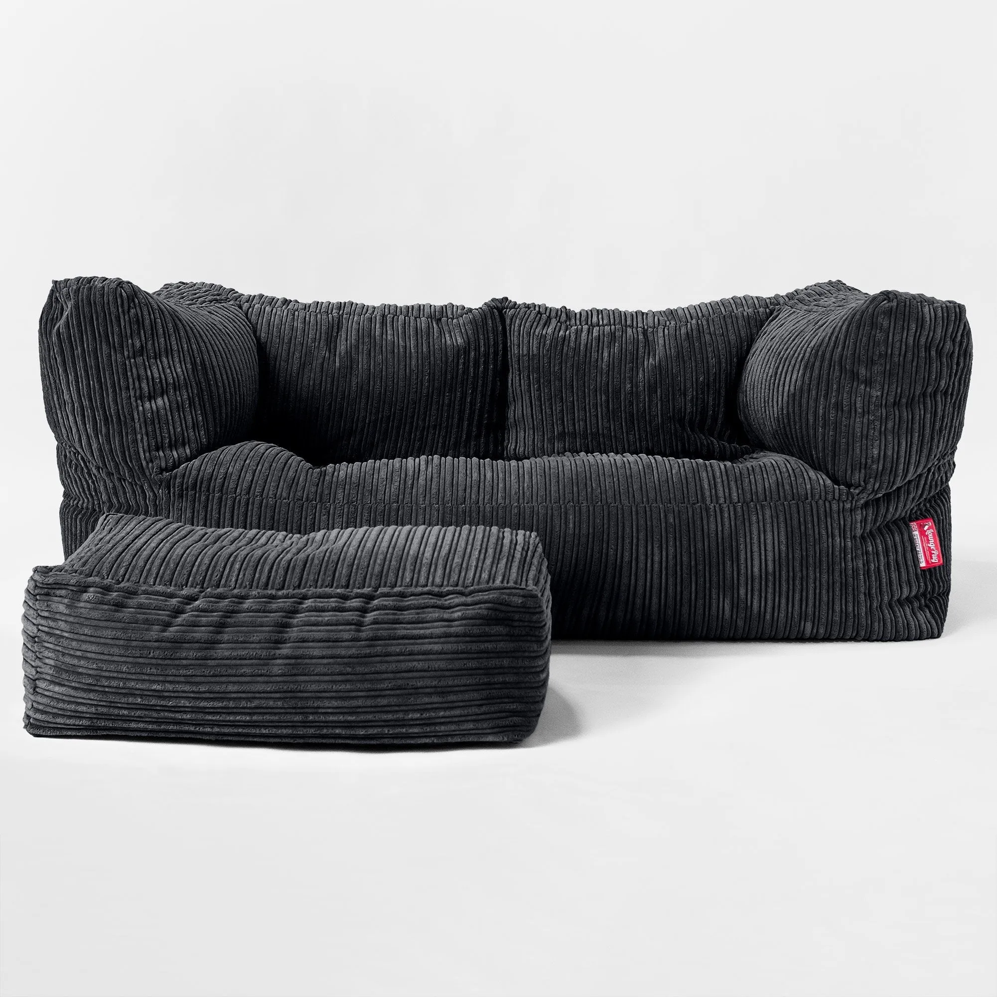 The 2 Seater Albert Sofa Bean Bag - Cord Black