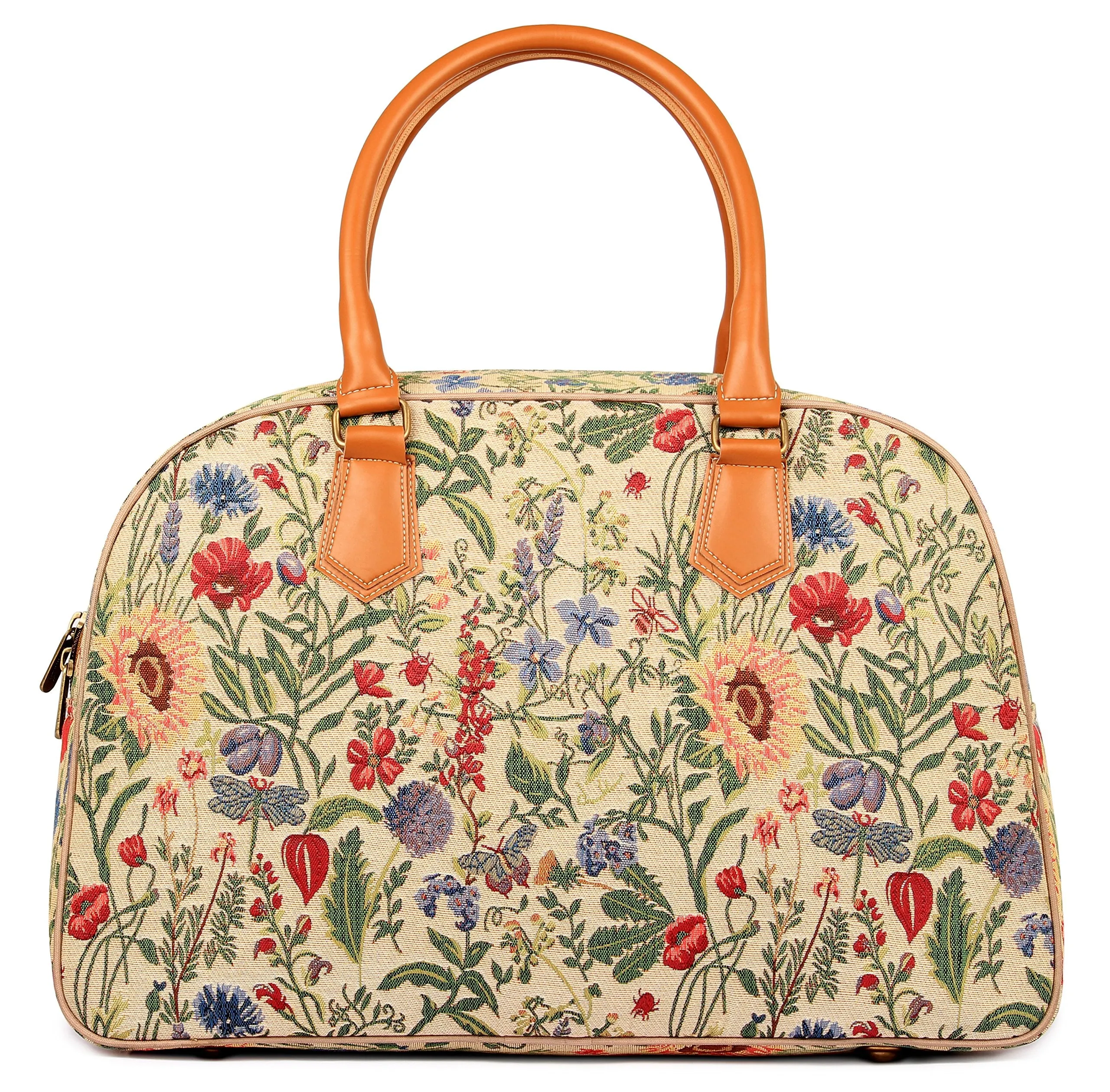 The Clownfish Flora Tapestry Fabric 27 L Women's Duffle Travel Cabin Luggage Bag (Flax)