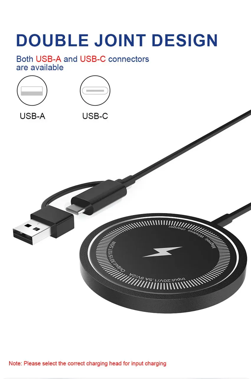 VIKEFON Magnetic Wireless Charger Fast Charging Pad Stand for iPhone 15 14 13 12 Pro Airpods PD Magnet Phone Chargers Station