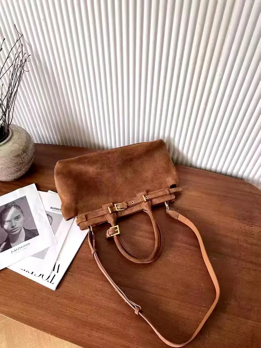 Vintage Charm: Handmade Women's Retro Suede Bag