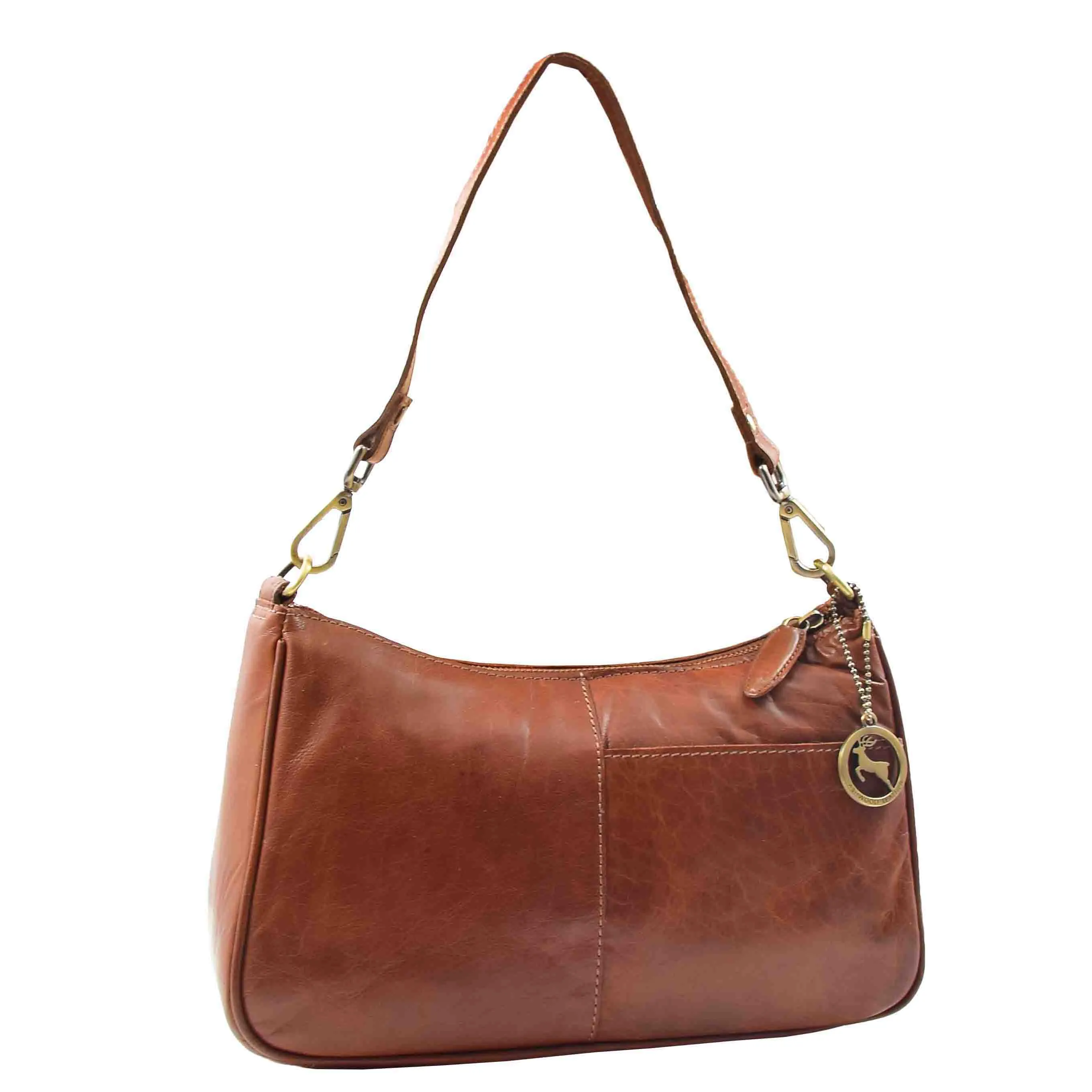 Womens Detachable Straps Leather Shoulder Bag ELLA Chestnut