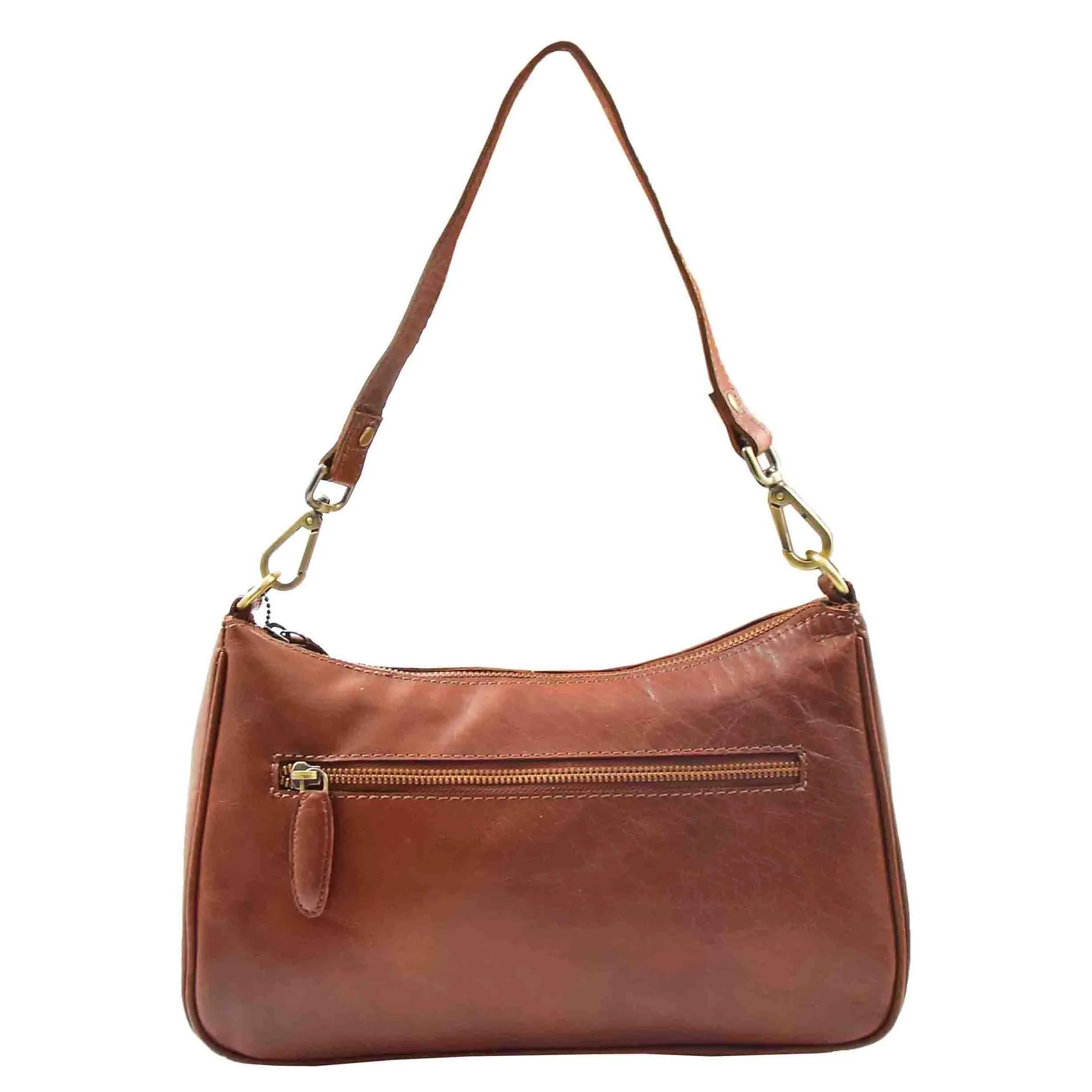 Womens Detachable Straps Leather Shoulder Bag ELLA Chestnut