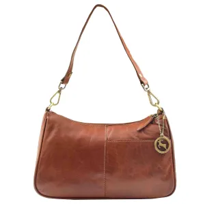 Womens Detachable Straps Leather Shoulder Bag ELLA Chestnut